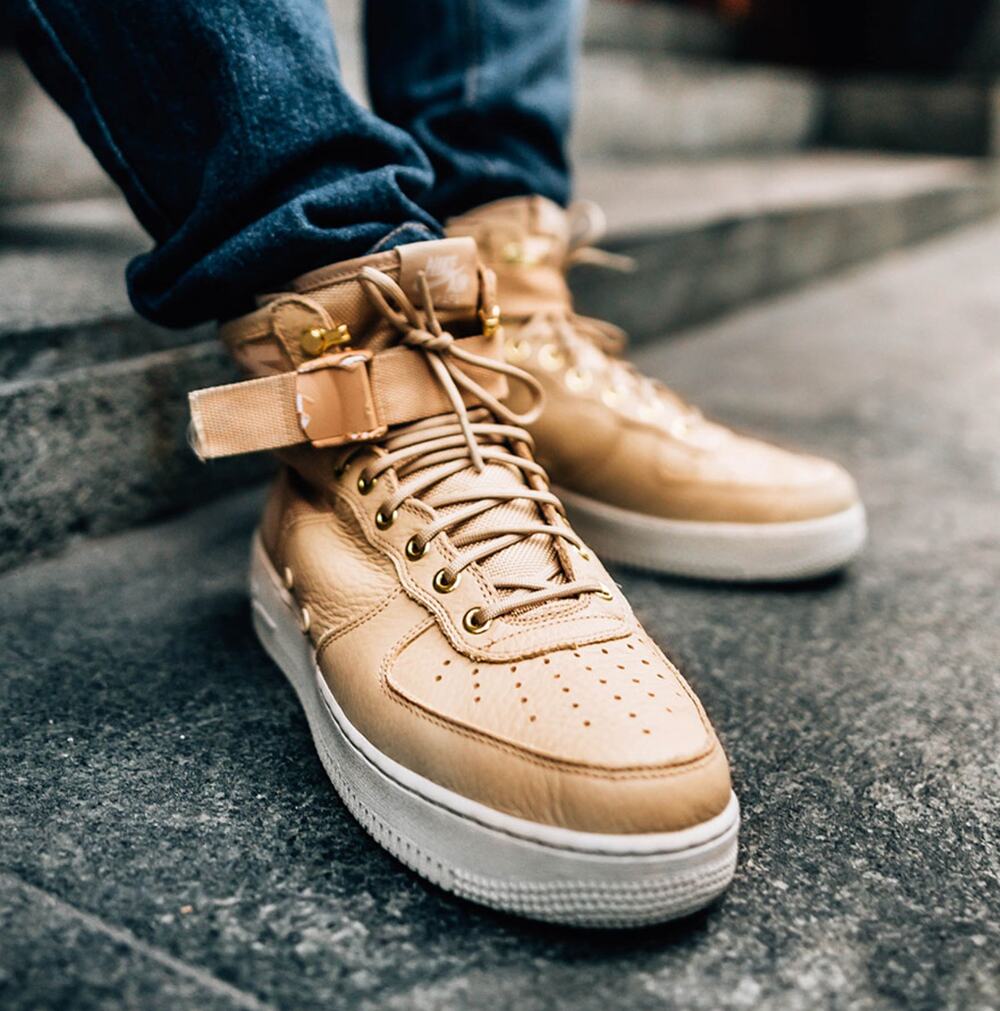 Nike SF Air Force 1 Mid Mushroom Light Bone Mens 8 917753-200 Leather Sneakers
